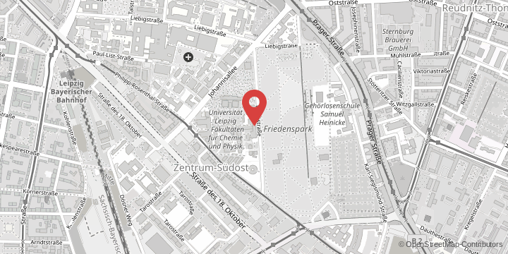 the map shows the following location: Institute of Chemical Technology, Linnéstraße 3, 04103 Leipzig